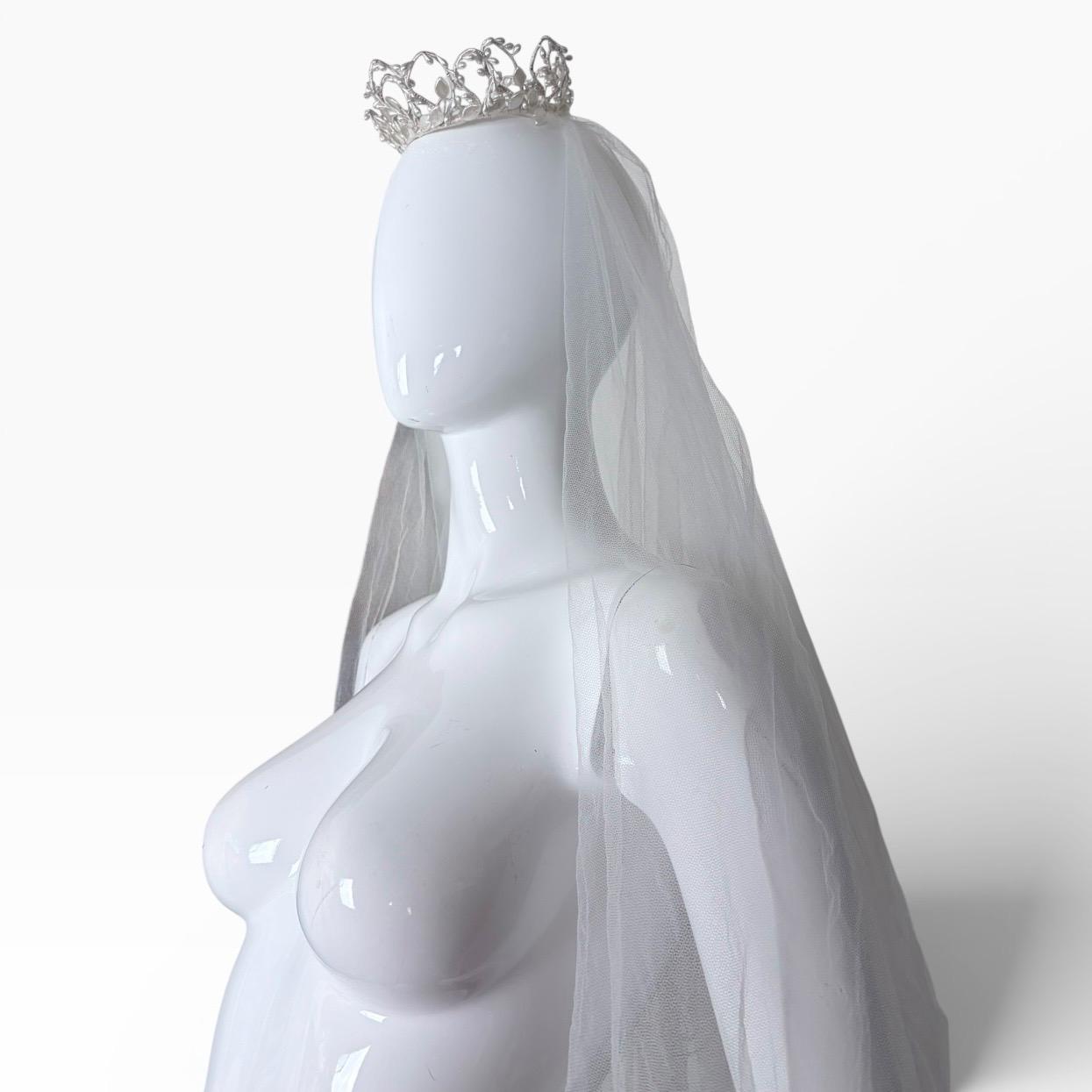 Vintage 1950s white wax faux pears glass rhinestones bridal wedding crown tiara Wax Bridal Crown - Etsy main image 2
