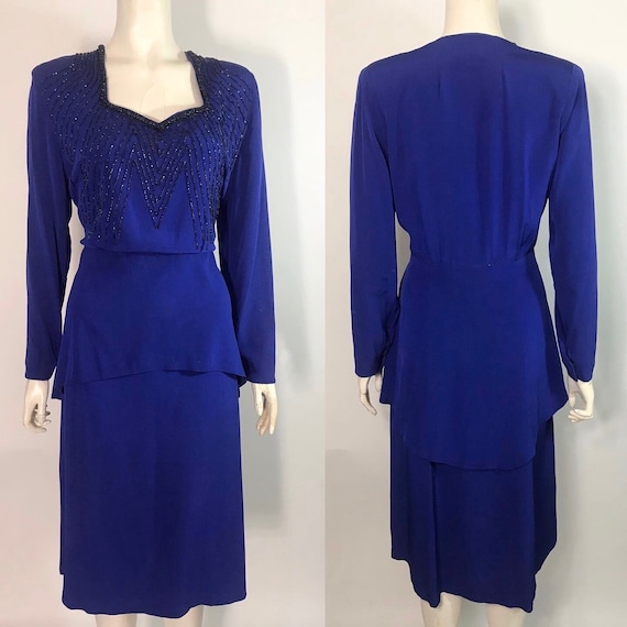 Volup 1940s peplum dress with beading