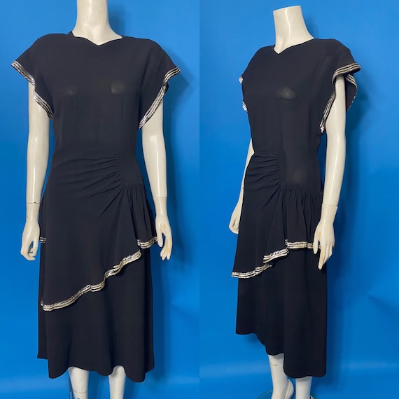 1940s peplum cocktail dress with sequins