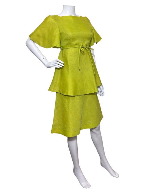 1970s Pierre Cardin tiered dress in acid green - image 4
