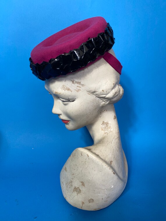 Magenta 1940s tilt hat