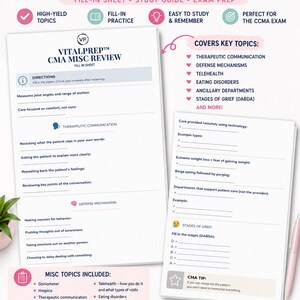 CMA Study Guide | Exam Prep | Medical Assistant NHA | CMA Review | Printable Cheat Sheet | VitalPrep