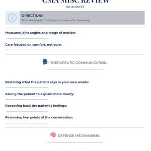 CMA Study Guide | Exam Prep | Medical Assistant NHA | CMA Review | Printable Cheat Sheet | VitalPrep