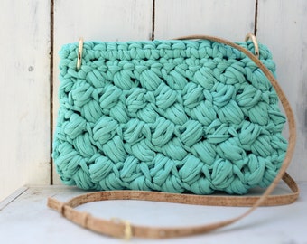 SALE -40% - FREE SHIPPING - Turquoise Crochet Bag, Unique Bag, Masterpiece Bag, Fabric Bag, Fashion Bag, Knitted Bag, Made in Greece