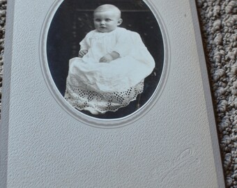 Adorable Baby Photograph Vintage in Holder Photograph round