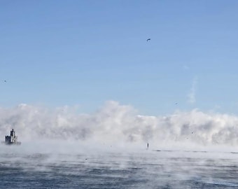 Steamy Lake Michigan Lighthouse