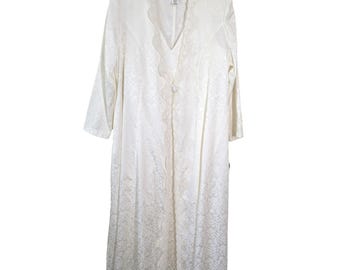 Neu mit Etikett Vintage Zara New York 2-Teiliges Peignoir Slip Kleid & Robe Set Weiß 1X