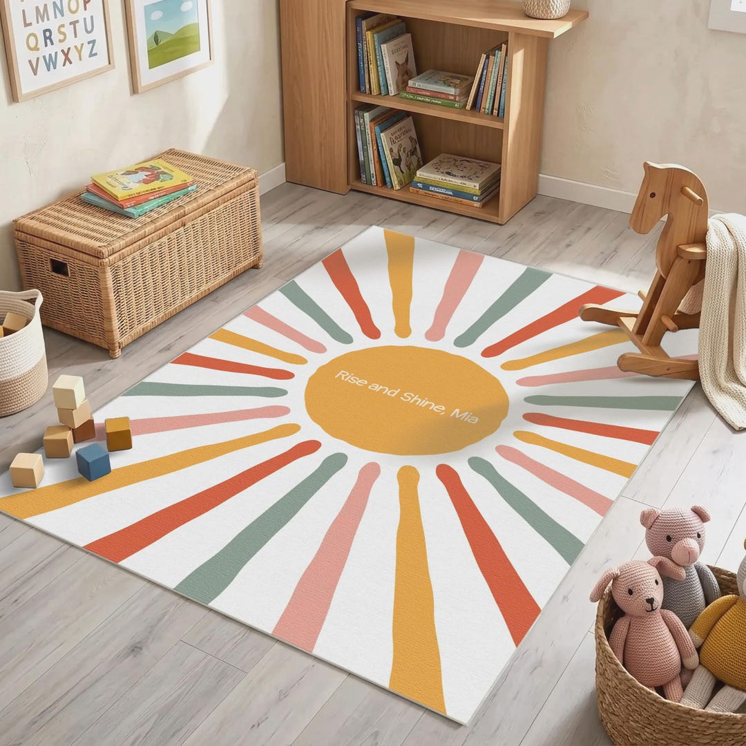 Personalized Sun Nursery Rug, Custom Name You Are My Sunshine Carpet ...