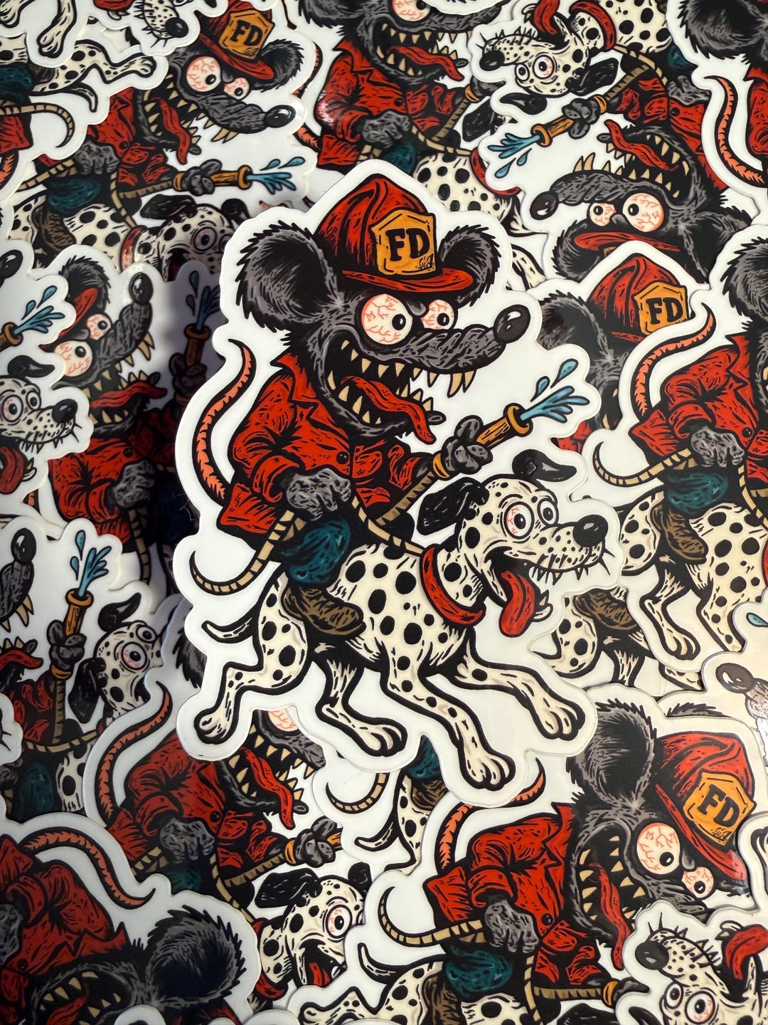 Original Rider Fireman Rat Rider - Firefighter Sticker - Etsy