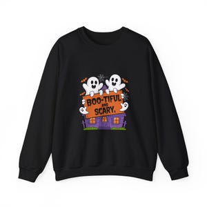 Bootiful and Scary Sweatshirt | Cute Halloween Crewneck | Spooky Season Shirt | Funny Ghost Sweatshirt | Fall Graphic Sweatshirt