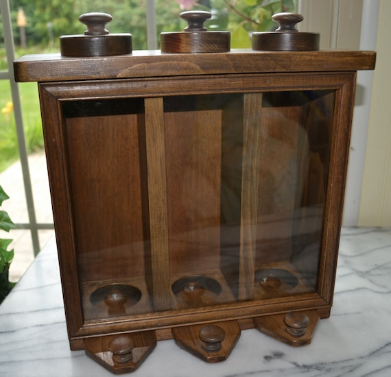 Glass Front Wooden Food Dispenser Candy Dispenser Storage Etsy