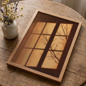 Golden Hour Shadow Print, Terracotta Wall Art, Moody Autumn Decor, Subtle Halloween Poster, Minimalist Orange Artwork