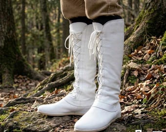 Unisex Medieval Mid-Calf Boots, Renaissance Viking Fantasy Cosplay Gear