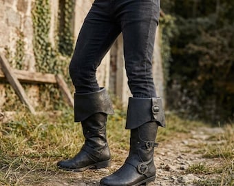 Nordic Viking Pirate Boots Men Women, Retro Medieval Cosplay Boots, Steampunk Riding Boots, Long Costume Footwear