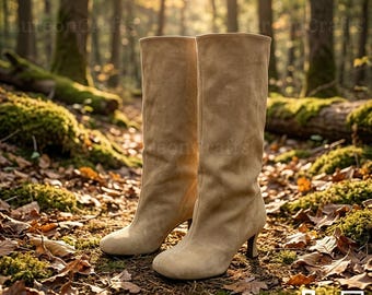 Handmade Flock Stiletto Boots: Edgy Street Style Winter Footwear