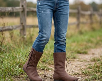 Medieval Faux Leather Boots Renaissance Cosplay Shoes Gothic LARP Fantasy Footwear Men Women