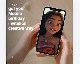 Vídeo de invitación de cumpleaños animado de Moana con voz en off del océano tropical (MP4)