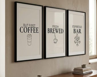 Conjunto de láminas imprimibles para cafetería, decoración minimalista para cocina, letrero moderno de espresso (descarga digital)