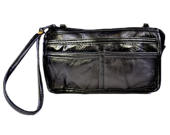 Tinder Echtleder Schwarz Armband Geldbörse Organizer Clutch Bag für Herren (Made in Italy)