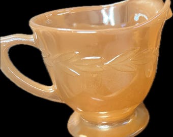 Anchor Hocking Fire King Peach Lusterware Creamer and Sugar Bowl Set from the 1950s