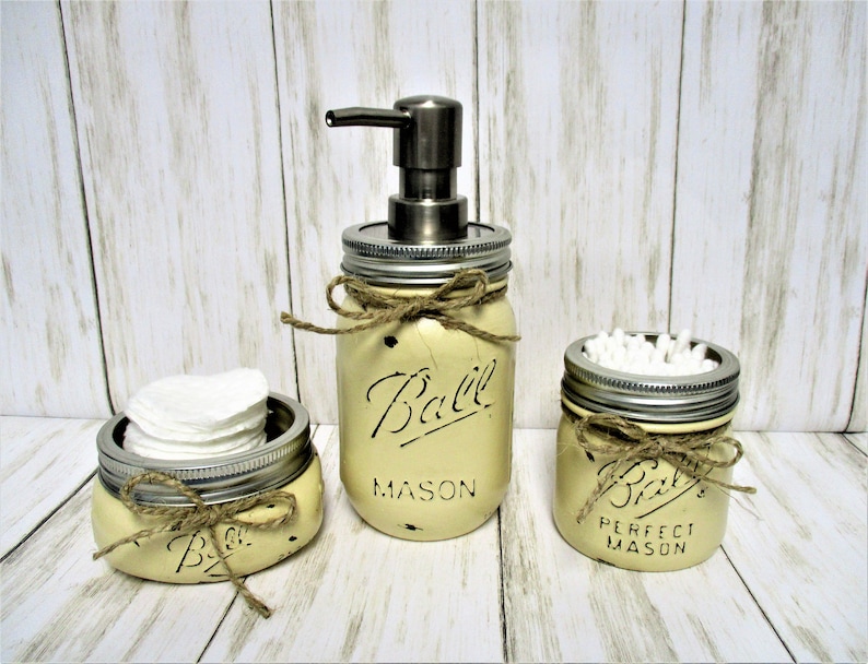 Shabby Chic Rustic Farmhouse Decor Tan Mason Jar Bathroom Vanity