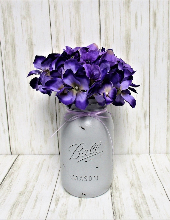 Mason Jar Flower Arrangement Centerpiece Country Chic Etsy