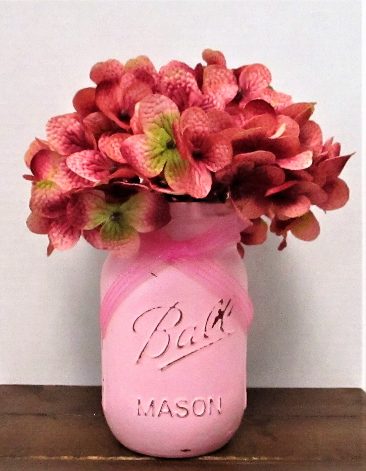 Pink Mason Jar Centerpiece Shabby Chic Decor Wedding Decor Baby