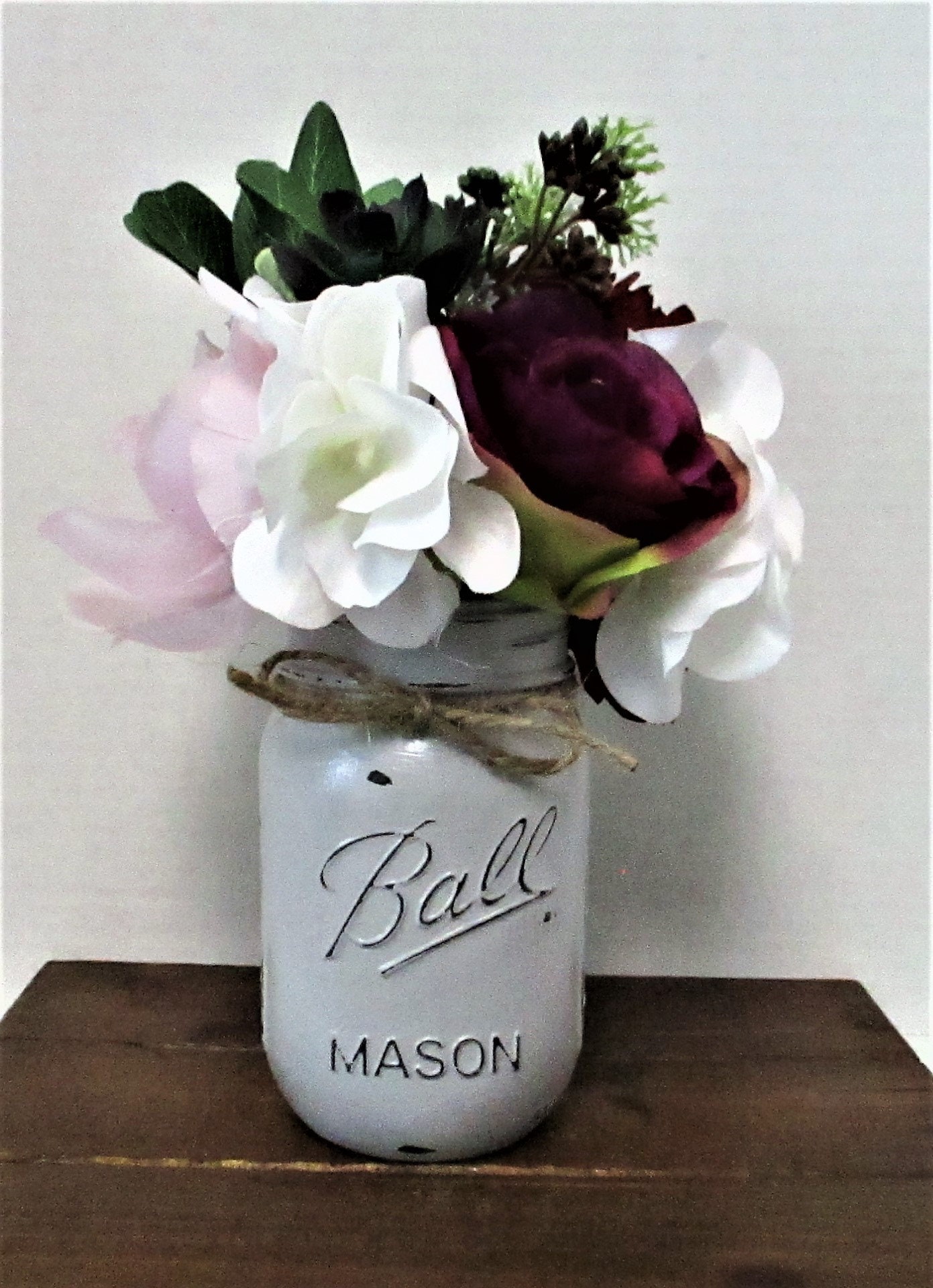 Mason Jar Centerpiece Country Chic Shabby Chic Wedding Decor