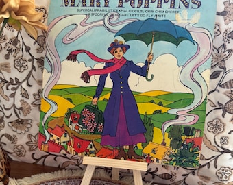 Disco vintage de Mary Poppins – EP de vinilo de 45 RPM con funda ilustrada – Sr. Pickwick – Disco infantil de los años 60 – Decoración nostálgica de Disney