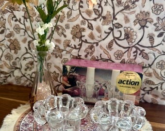 Juego de 2 portavelas de cristal vintage / Lord Carlton 1991 (Caja original)