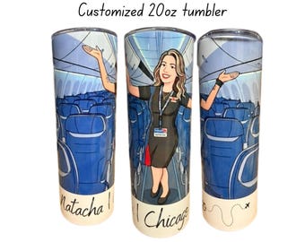 Personalized 20oz Tumbler with Photo or Custom Design | Gift for Flight Attendant, Nurse, Girls Trip, Bachelorette Party, Birthday