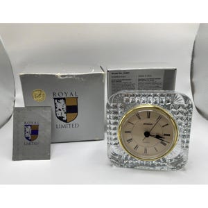 Staiger West Germany Quartz Clock France Lead Crystal Cube Desk 4 "Roman Numerals