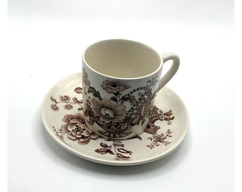 Charlotte by Royal Crownford  England Demitasse/ Espresso Cup & Saucer Vintage