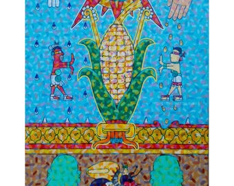 The Aztec Legend of Corn Prints and Original Native American Art