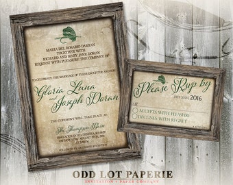 Rustic Fishing Printable wedding invitation and RSVP, Fishing Lure, typographic fonts, DIY Wedding Template, Rustic Wedding Invitations