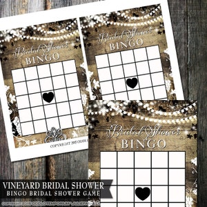 Juego de bingo de despedida de soltera - Bodega de viñedos rústicos Juego de despedida de soltera Descarga instantánea Boda rústica - Boda de juego de bingo de despedida de soltera