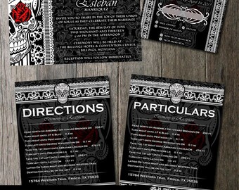 Skull Wedding Invitation Dia De Los Muertos Gothic Wedding Offbeat Invitation Wedding Stationery