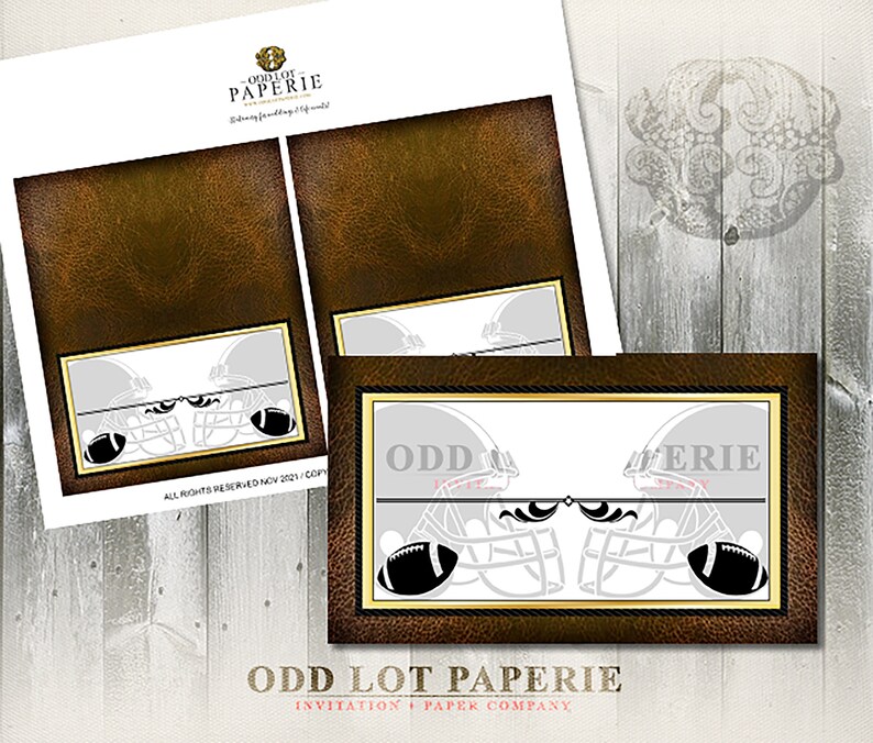 Printable Football Themed Placecards Sports themed wedding escort card for football wedding DIY Tent Cards or Place cards