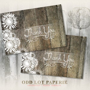Sunflower Thank You Cards, DIY Rustic Sunflower Greeting Card, Wood Plank, Rustic Country Printable Thank You Greeting Card, DIY Printable