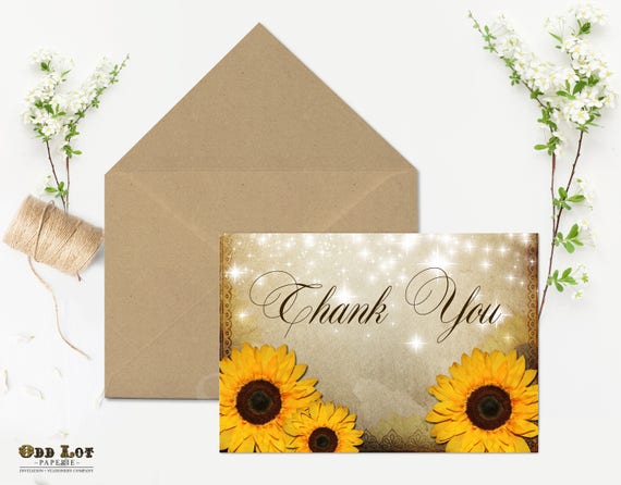 Sunflower and Pumpkin Thank you Card PRINTABLE Thank you Sunflower Thank you Card Template Digital Download Fall Thank you Card 0297