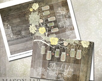 Rustic Mason Jar Thank You Card: Wood Plank Design (DIY INSTANT DOWLOAD)