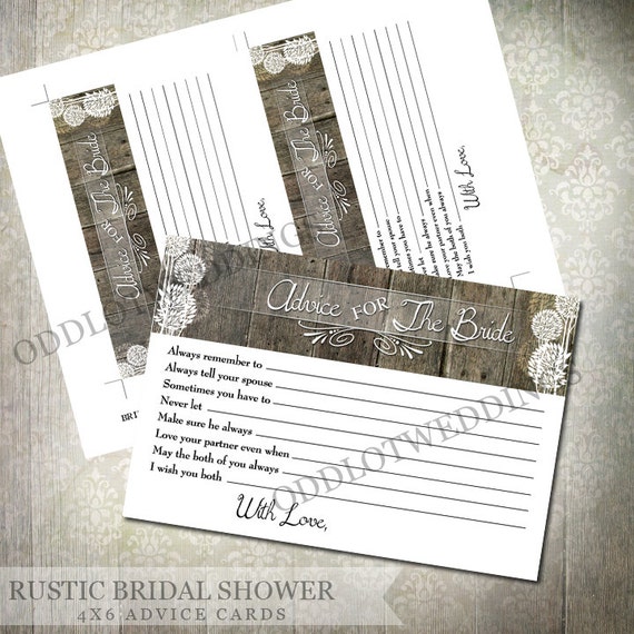 Bridal Shower Game - Advice to the Bride to be - Rustic Trees - INSTANT DOWNLOAD Il_570xn