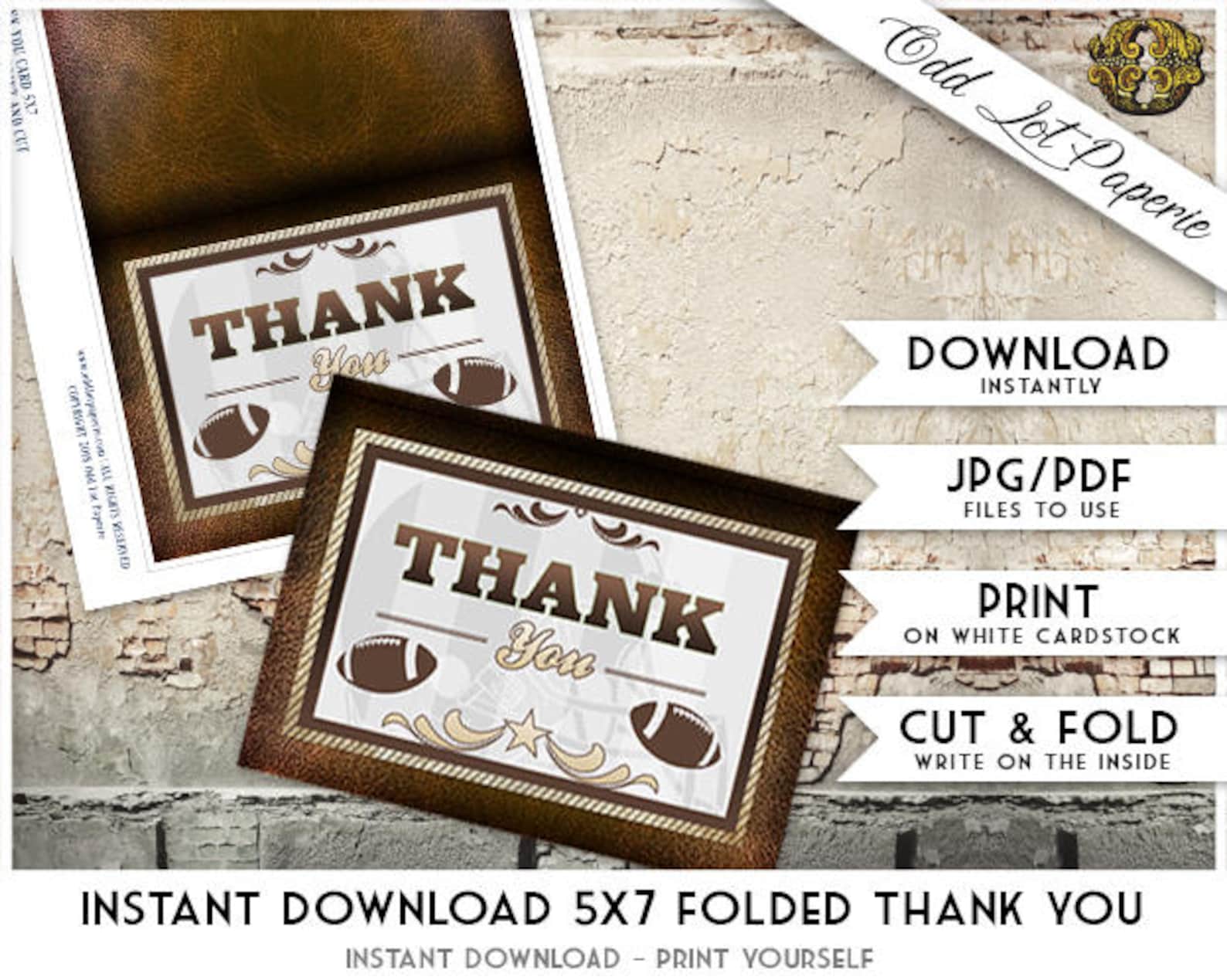 Football Team Thank You Card Printable Thank You Cards | Etsy