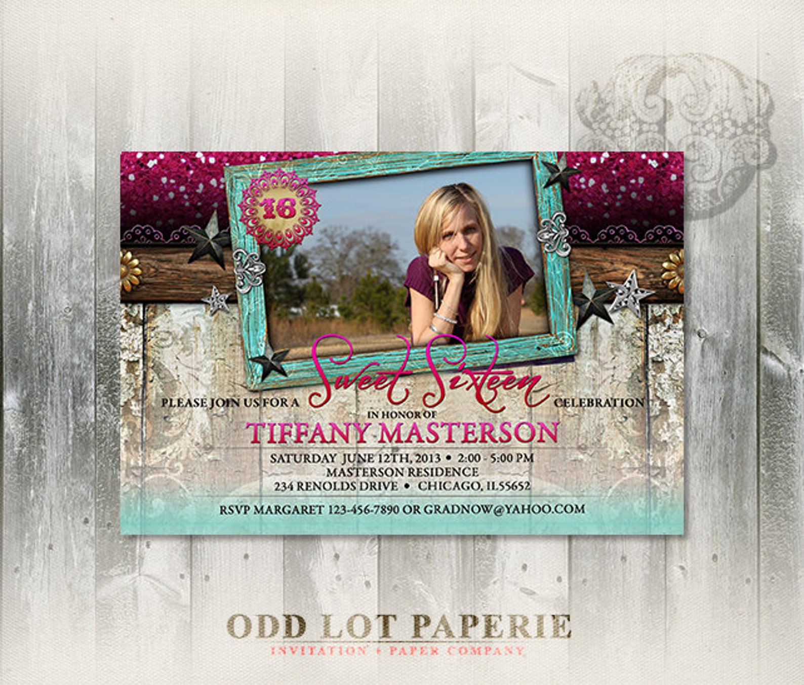 Rustic Sweet 16 Birthday Invitation Sweet Sixteen Printable - Etsy