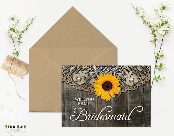 Rustic Bridesmaid Card Will you be my Bridesmaid Sunflower Bridesmaid Card Floral Bridesmaid Card Printable Greeting Card Rustic Chic Autumn Il_570xn