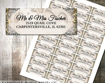 Vintage Fairytale Address Labels DIY Avery Labels for Printing Yourself Gold and Silver Ornate Label Printable Address Label Digital File