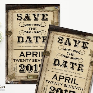Steampunk Save the Date, Gears and Cogs, Leder, Printable Save the Date Card, Offbeat Hochzeit Einladung, Steampunk Einladung, DIY-Karte