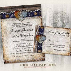 Nautical Anchor Wedding Invitation and RSVP Card, Rustic Wedding Invitation, DIY Printable Invitation, Navy Wedding, Destination Wedding