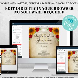 Editable Wedding Program Template, Rustic Parchment With Sunflowers ...