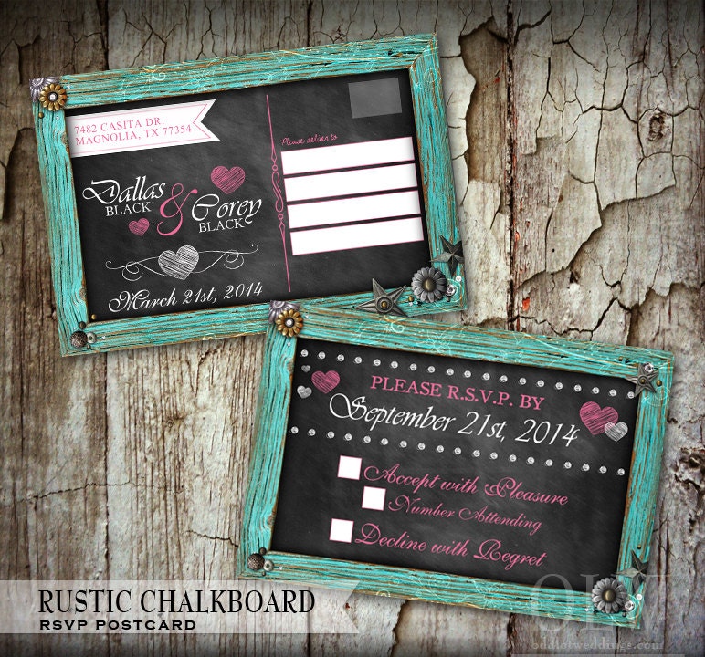 Chalkboard Wedding Invitation Set Chalk Wedding Stationery | Etsy